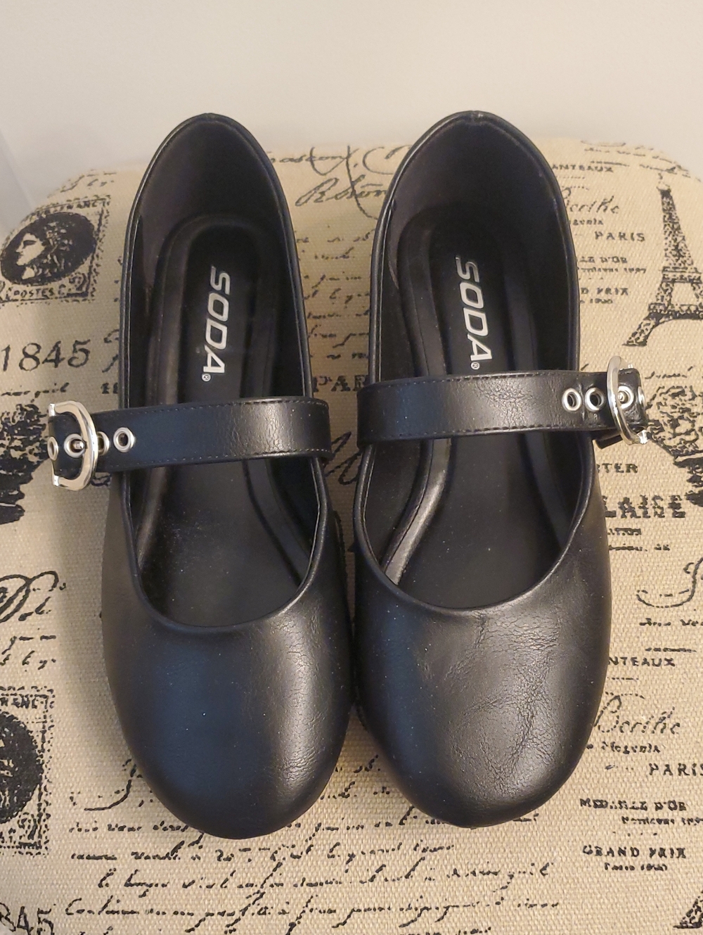 Soda Black Girls' Mary Jane Buckle Strap Dress Shoes